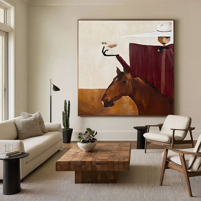 Mid-century Modern Minimalist Figure Painting Modern Abstract Lady Wall Art
