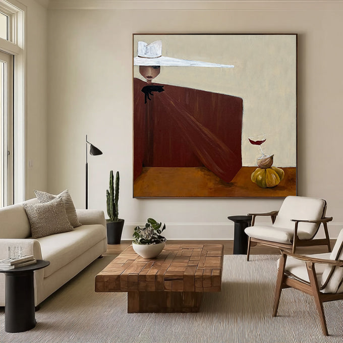 Modern Abstract Lady Wall Art Mid-century Modern Figure Painting