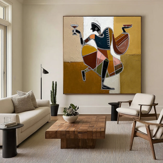 Hand-Painted Geometric Dancer Art | Modern Tribal & Urban Jazz Painting
