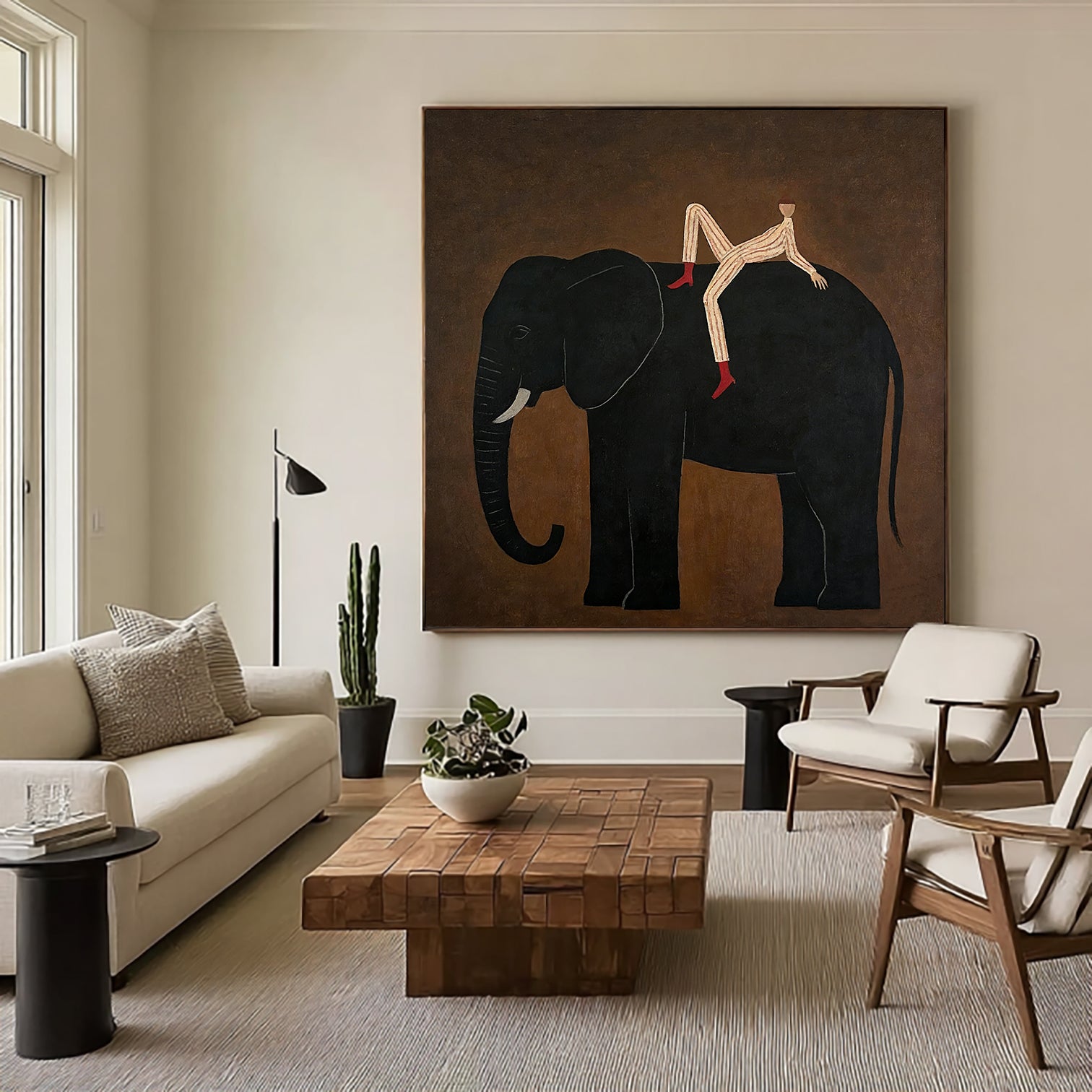 Surrealist Animal Portrait Wall Art Large Minimalist Surrealism Elephant Painting
