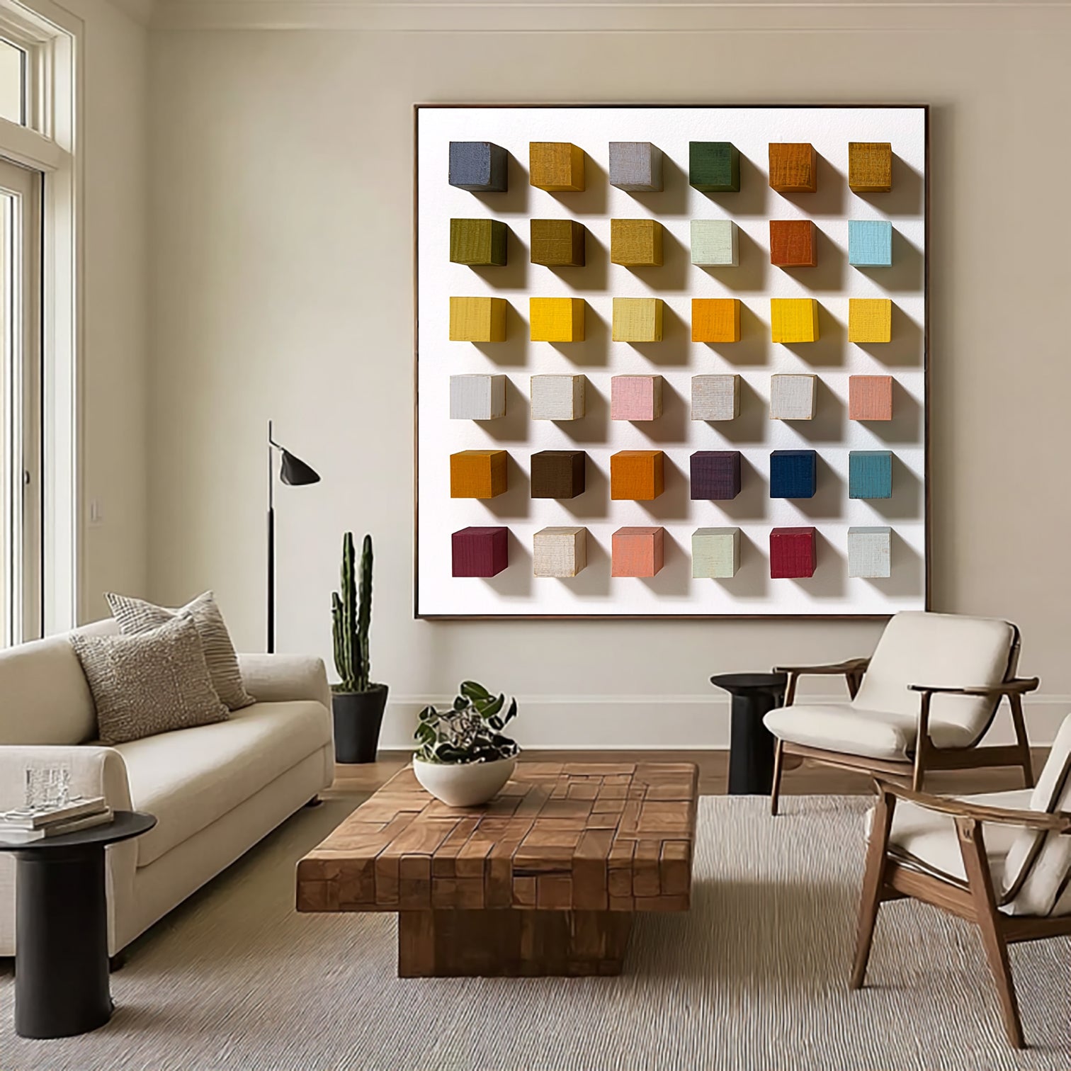 Mosaic texture art 3D Wood Textured Wall Decor Colorful wooden wall art