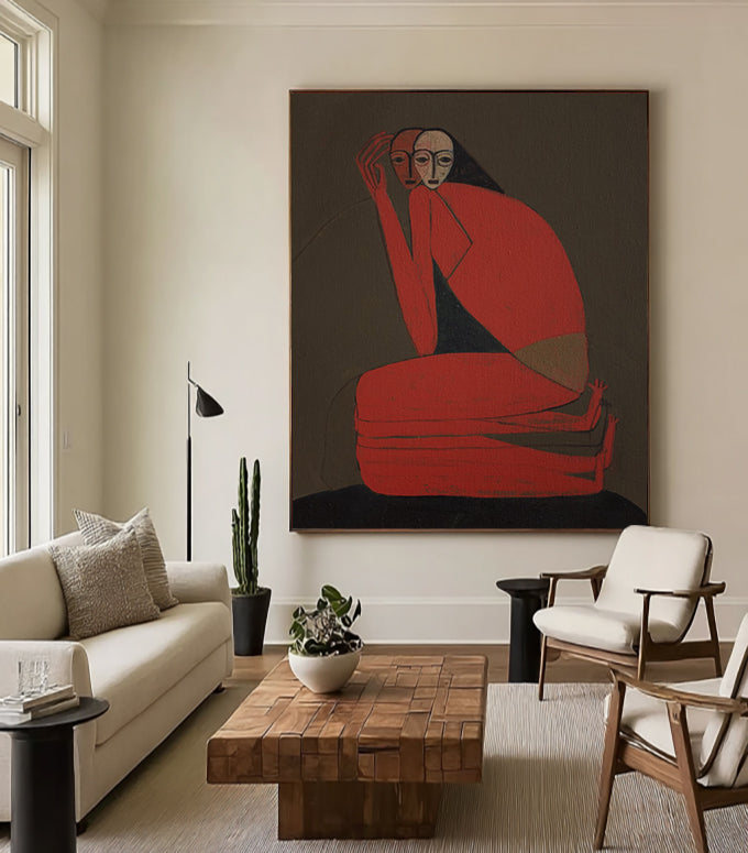 Surrealist Portrait Figure painting Boho Abstract figurative painting