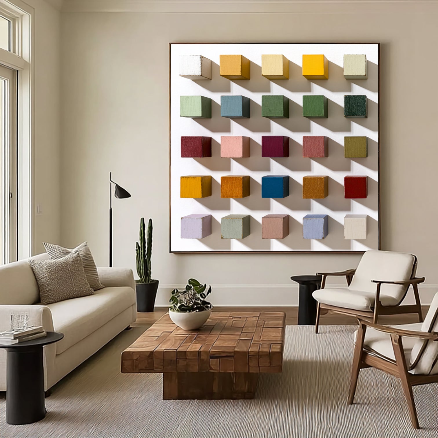 3D Wood Textured Wall Decor Colorful wooden wall art, mosaic texture art