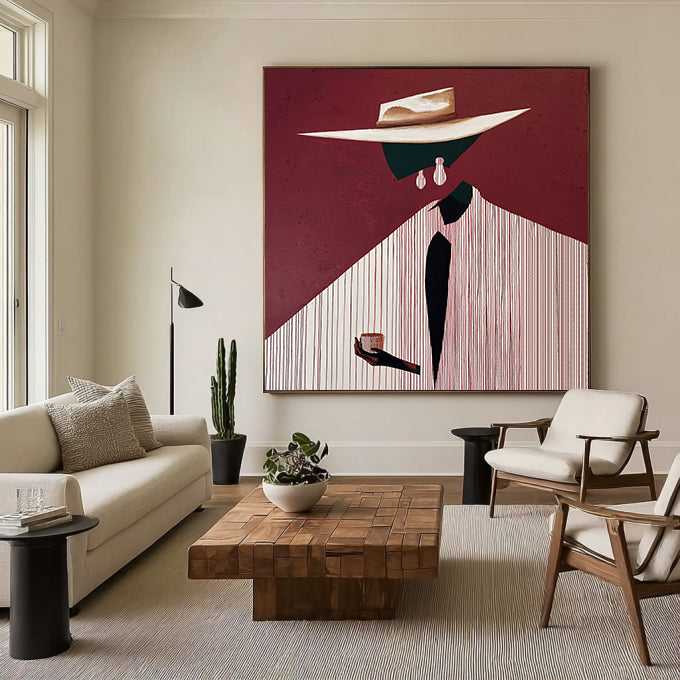 Confident Portrait Painting - Urban Chic Figural Oil Paintings