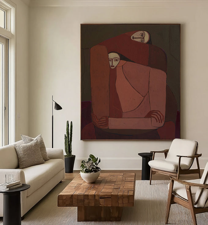 Modern Surrealist Portrait art Earthy Double Portraits painting