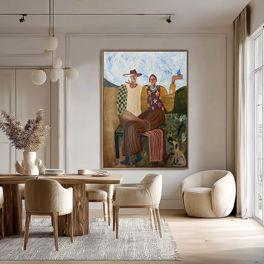 Mid-century Modern Art Figurative Expressionism People Decor Painting