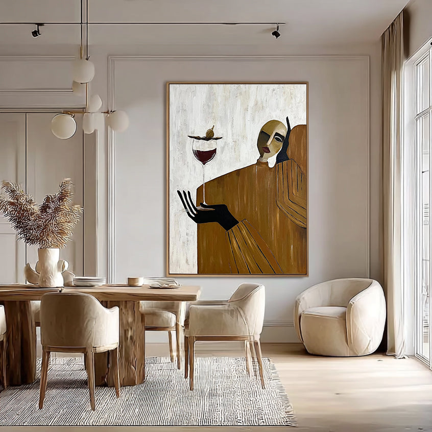 Mid-Century Modern Abstract Figurative Painting Hand-painted Texture Wabi-sabi Art