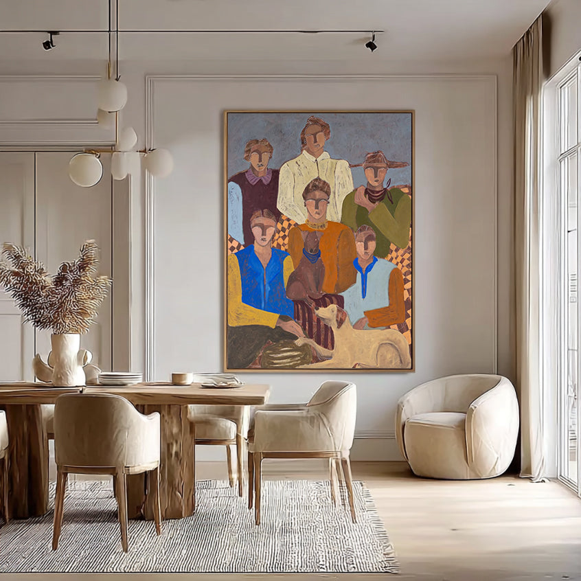 Modern Abstract Portrait art People and Dogs Art Family Gathering Moments