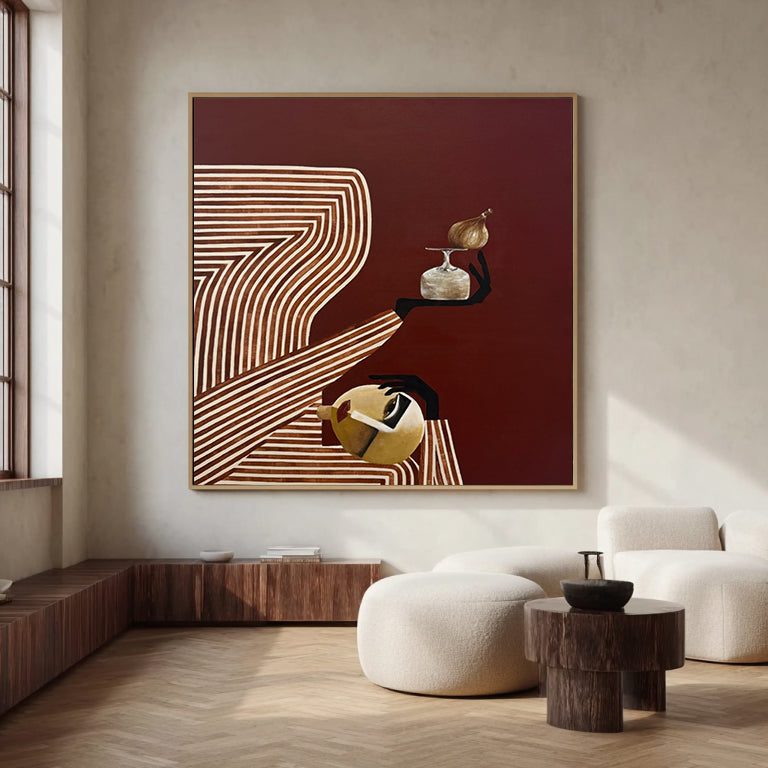 Modern Abstract Figure Wall Art Mid-century Modern Minimalist Figure Painting