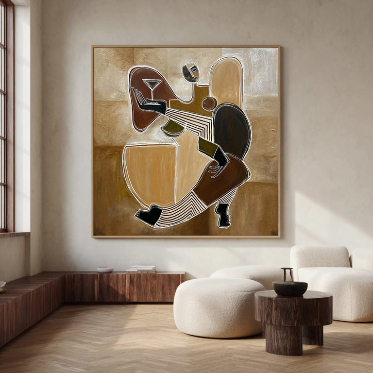 Mid-century Modern abstract Figure Painting Geometric Figure Painting