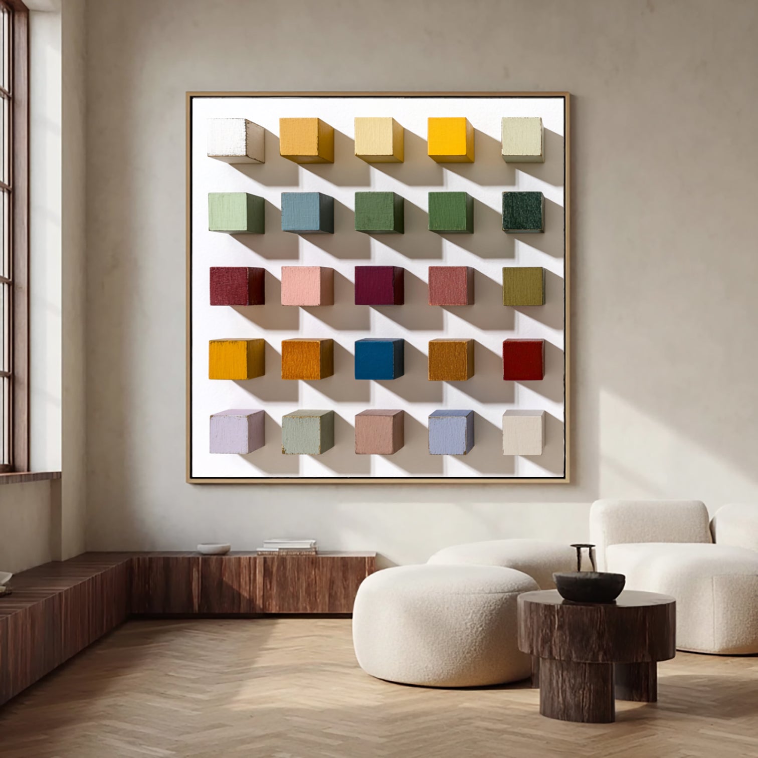 3D Wood Textured Wall Decor Colorful wooden wall art, mosaic texture art