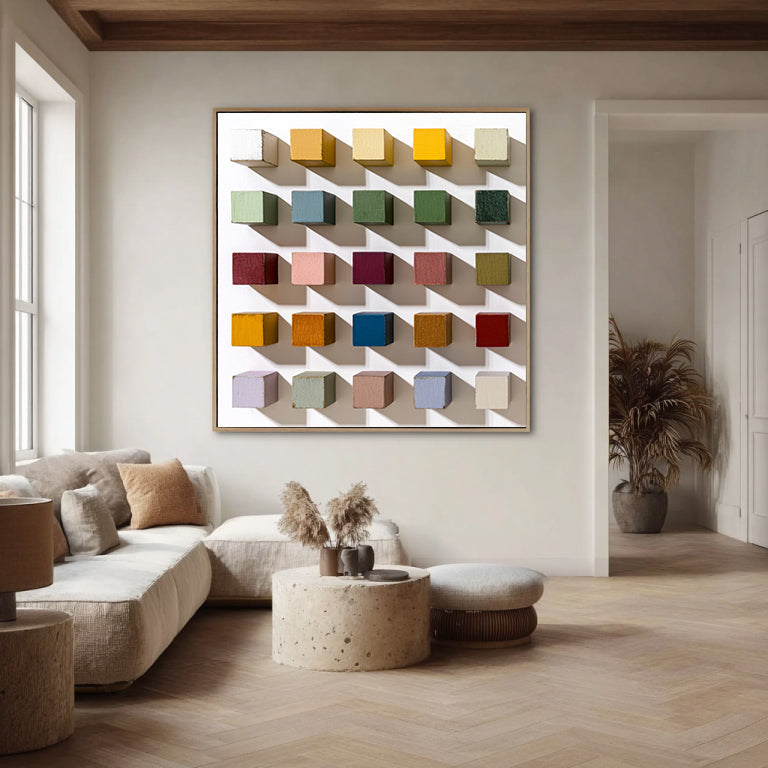 3D Wood Textured Wall Decor Colorful wooden wall art, mosaic texture art