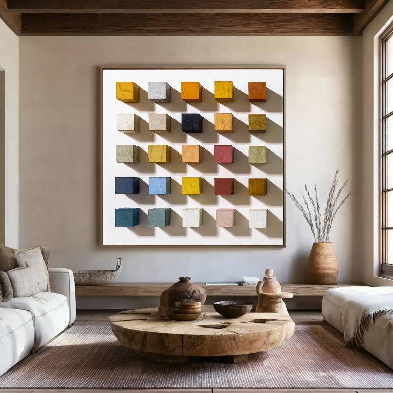 3D Wood Textured Wall Decor Colorful wooden wall decor painting