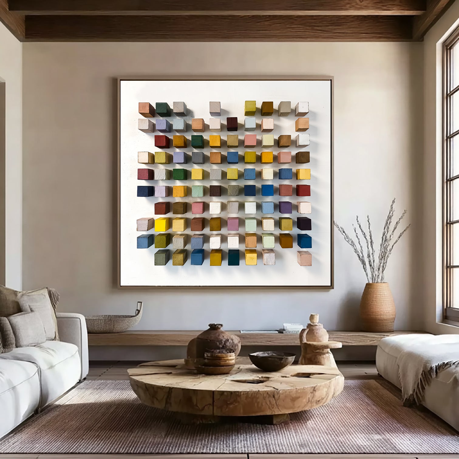 3D Wood Textured Wall Decor Colorful wooden wall art Colorful painting