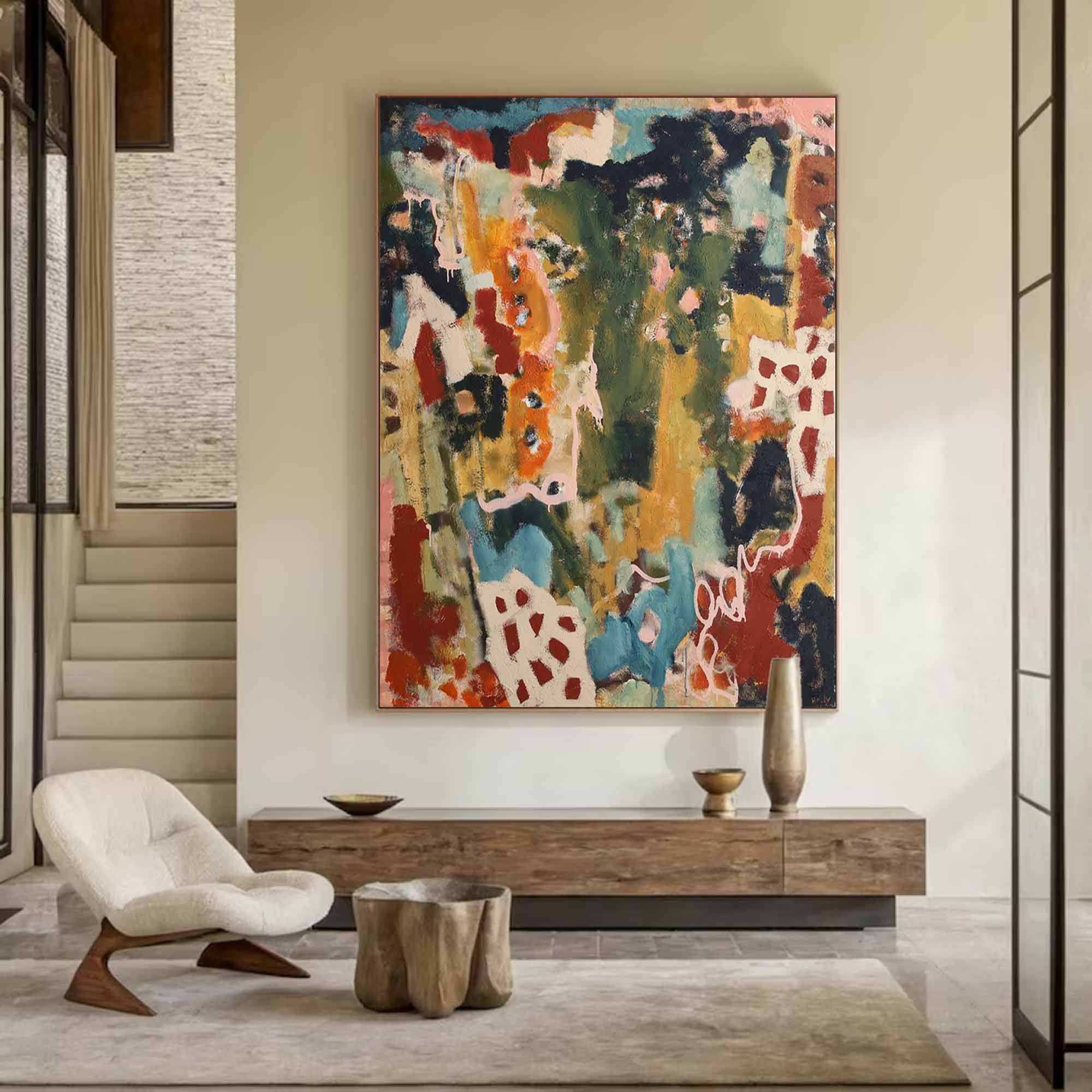 Colorful abstract painting, colorful graffiti art, colorful textured wall decor