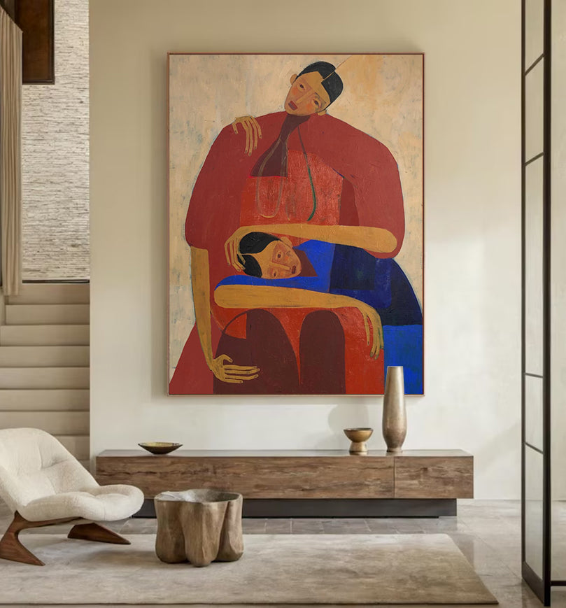 Stylized human figures painting, Contemporary abstract Portraits art