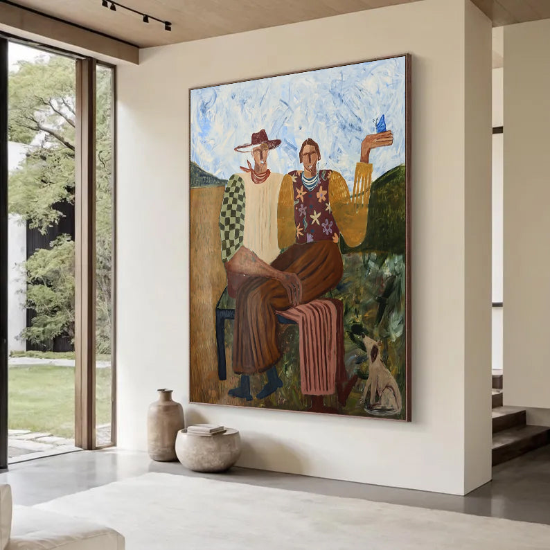 Mid-century Modern Art Figurative Expressionism People Decor Painting