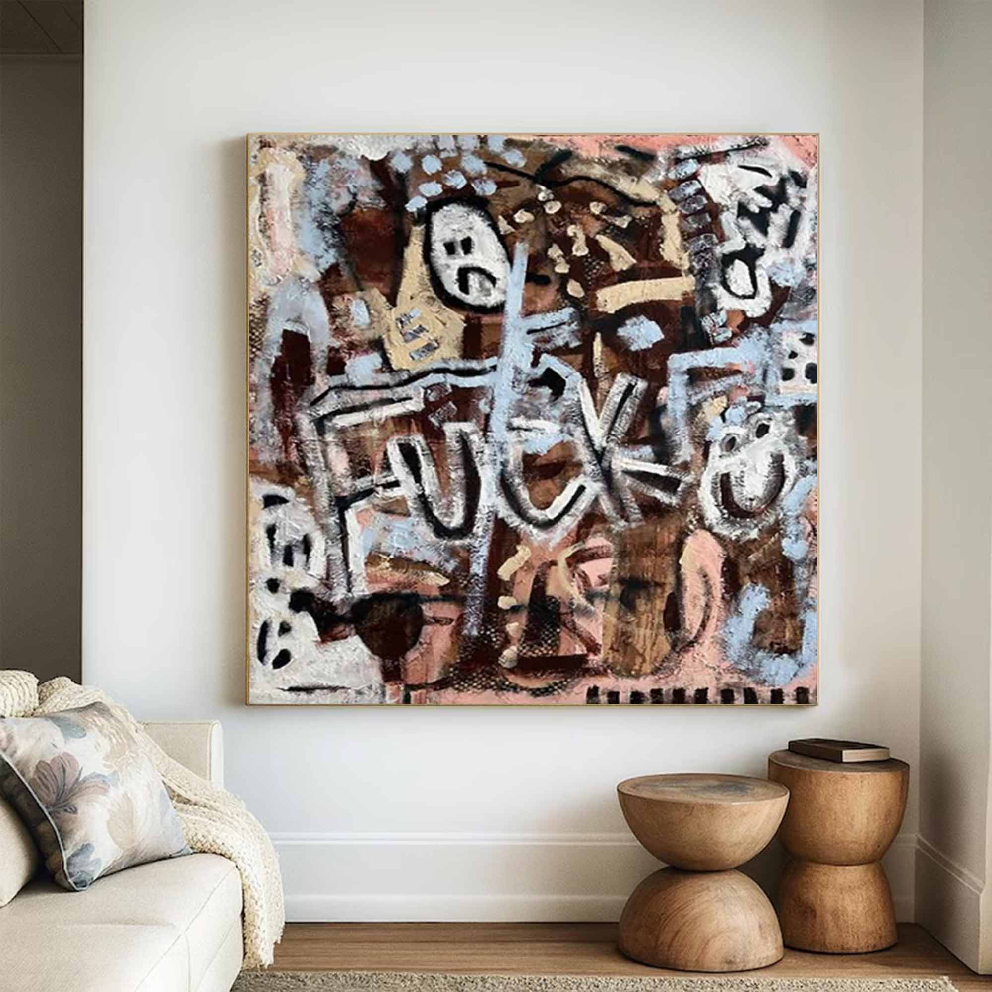 Brown abstract painting street graffiti art painting graffiti-style painting