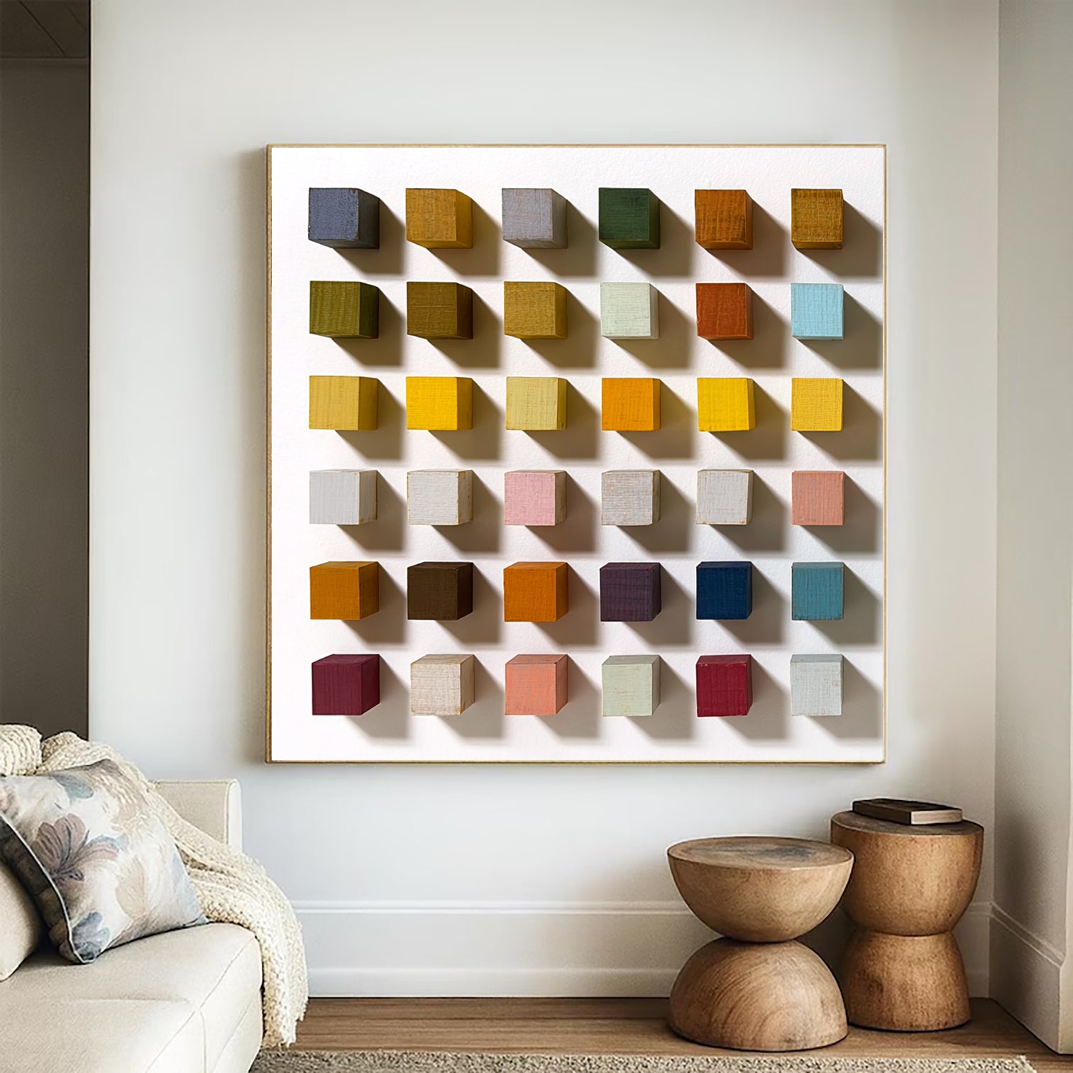 Mosaic texture art 3D Wood Textured Wall Decor Colorful wooden wall art