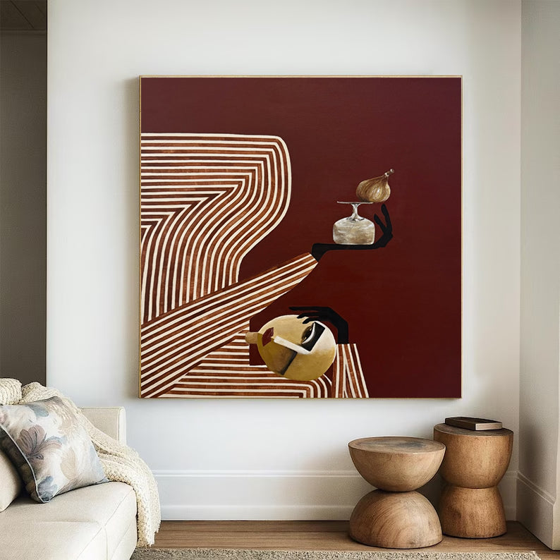 Modern Abstract Figure Wall Art Mid-century Modern Minimalist Figure Painting