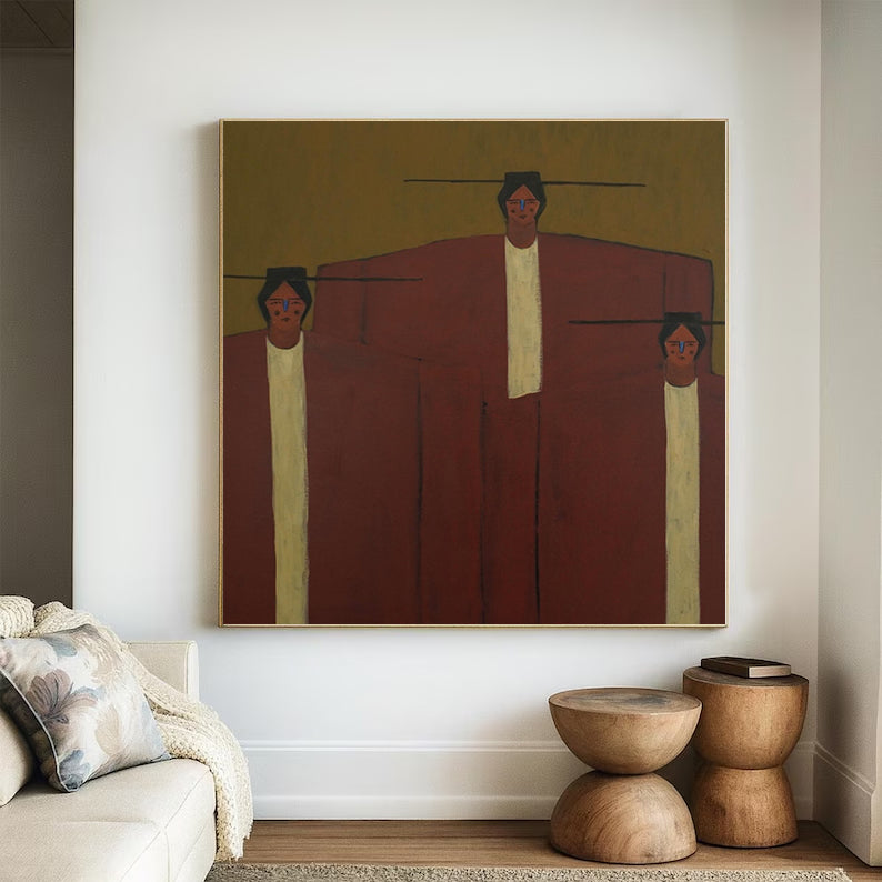 Earth-Toned Abstract Figurative Painting-Terracotta and Ochre Painting