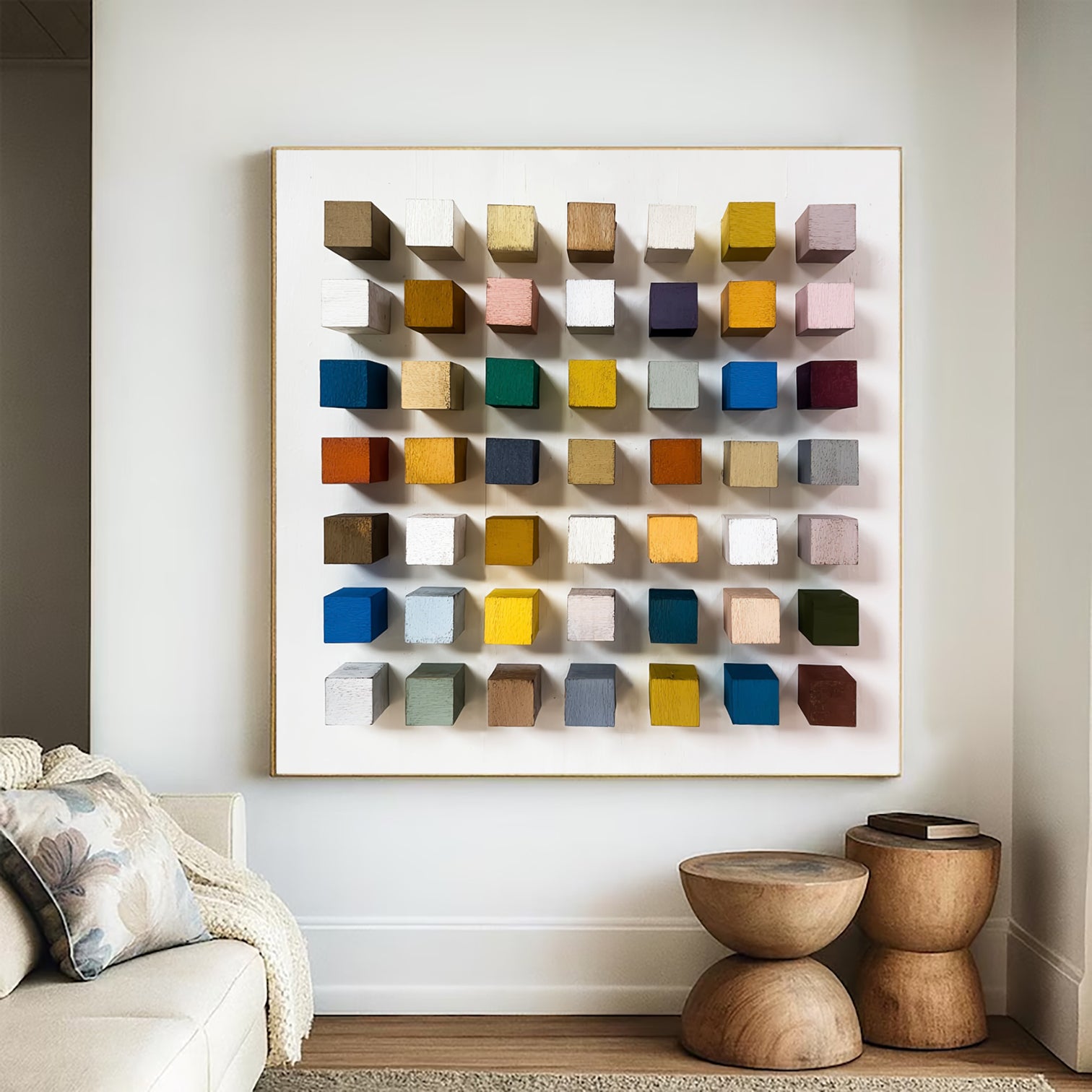 3D Wood Textured Wall Decor Colorful wooden wall art Colorful painting