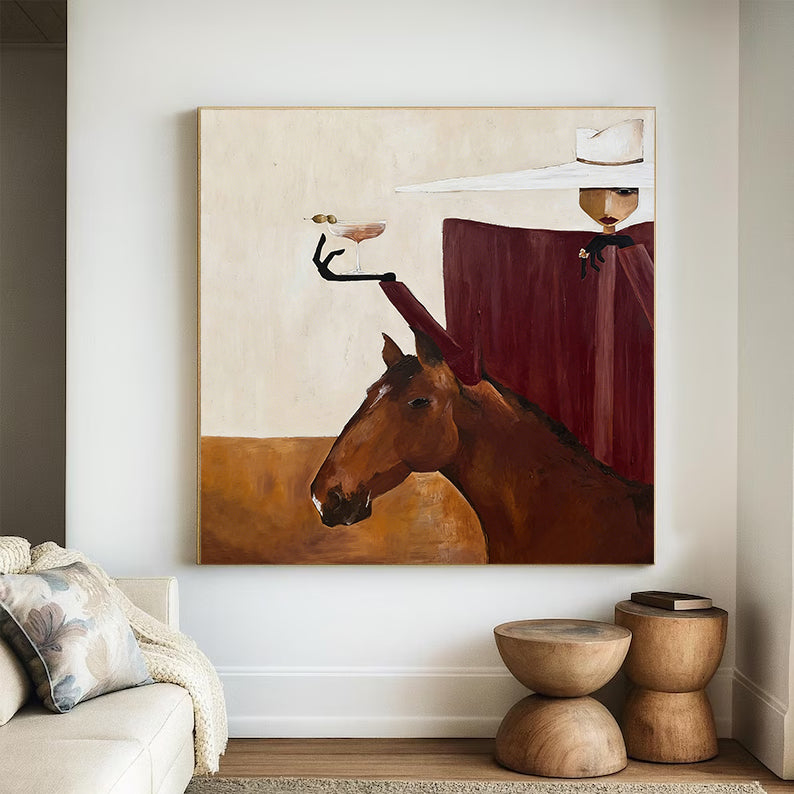 Mid-century Modern Minimalist Figure Painting Modern Abstract Lady Wall Art