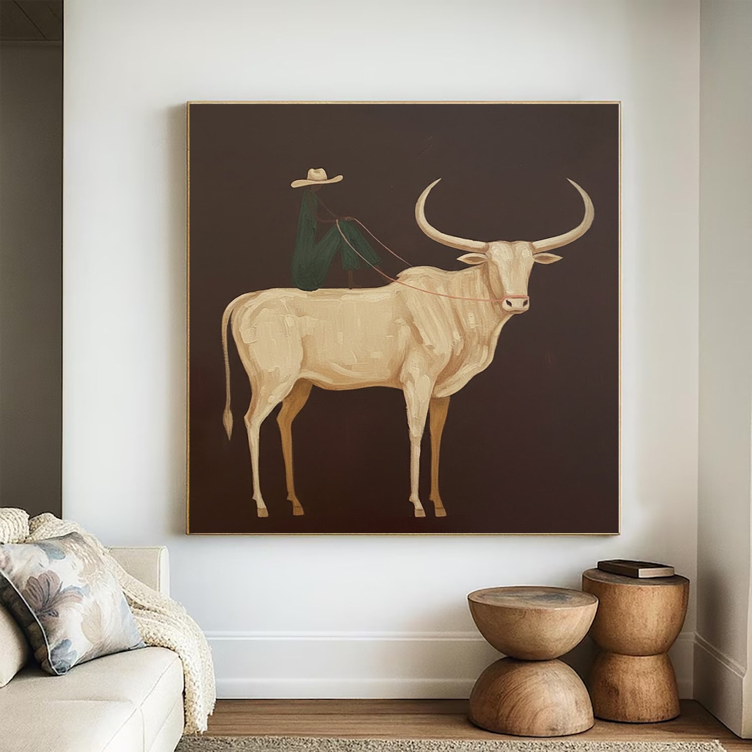 Surrealist Animal Art, Modern Impasto Technique, Minimalist Western Decor