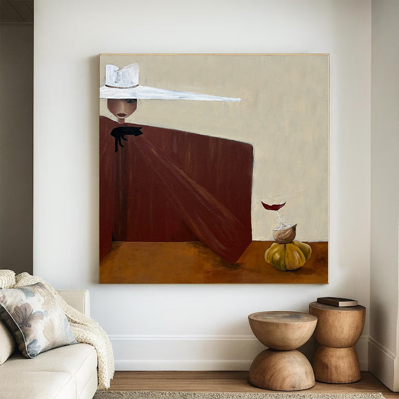 Modern Abstract Lady Wall Art Mid-century Modern Figure Painting