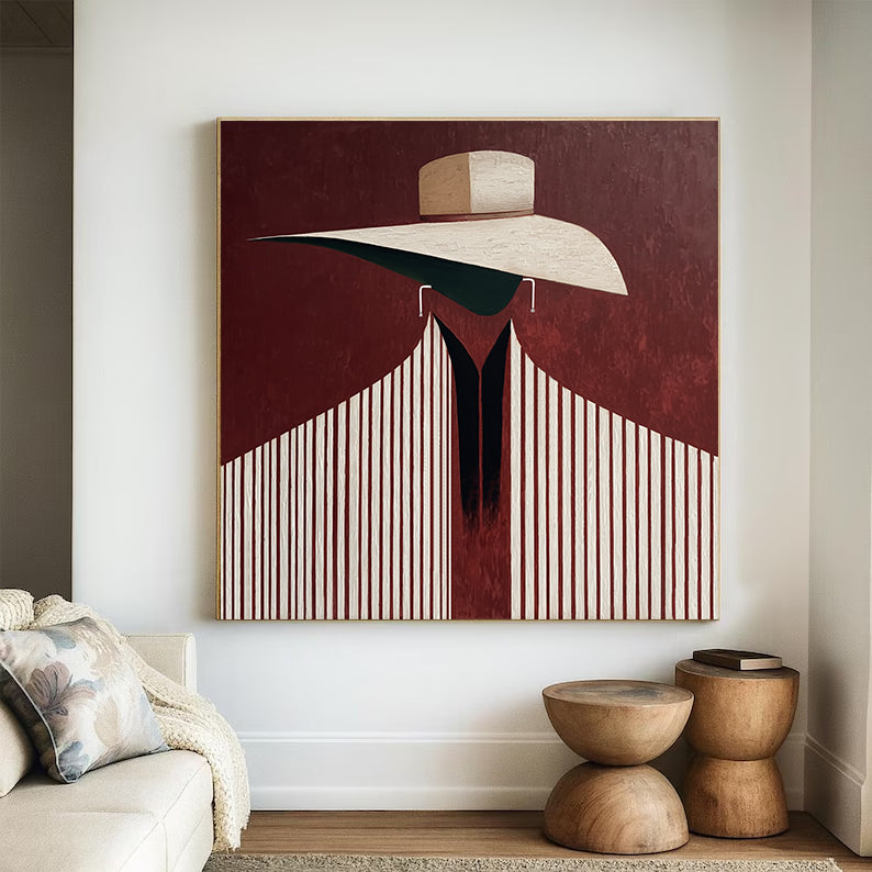 Hand-Painted Minimalist Portrait Art- Urban Chic Figural Oil Paintings