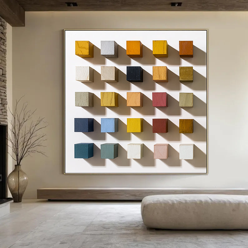 3D Wood Textured Wall Decor Colorful wooden wall decor painting