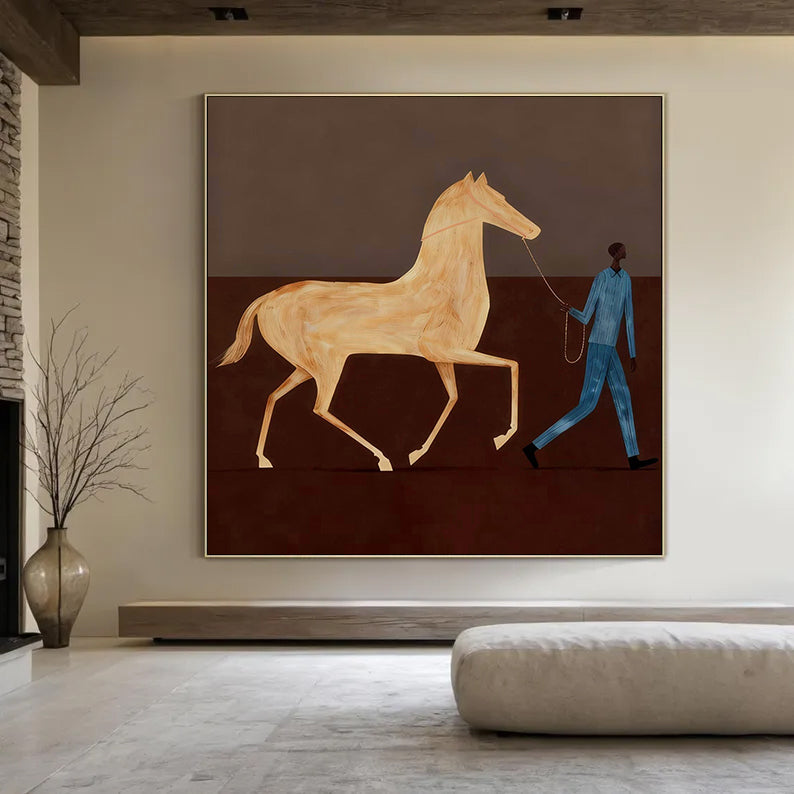Horse Wall Art, Equestrian Art, Horse Lover Gift Modern Horse Painting