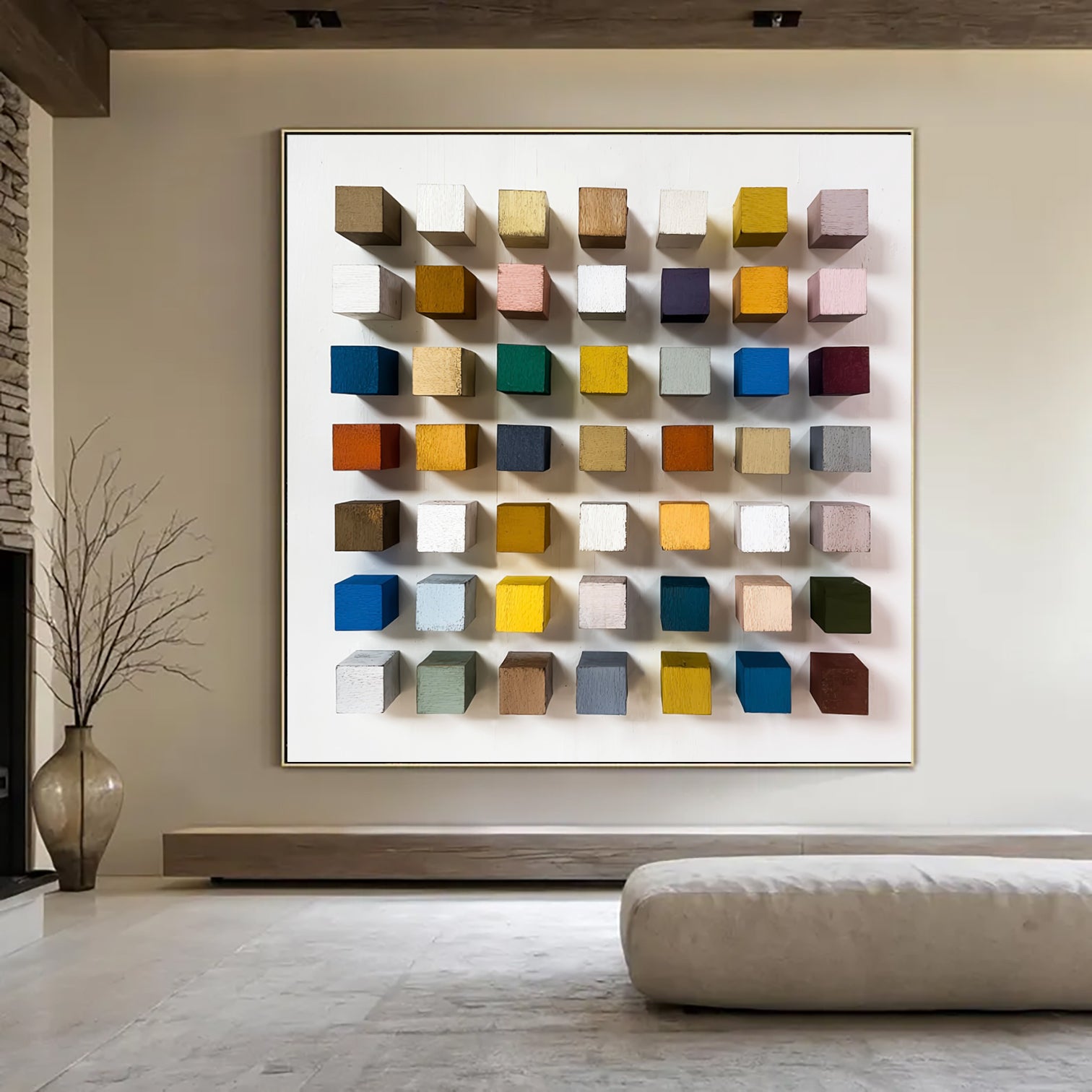 3D Wood Textured Wall Decor Colorful wooden wall art Colorful painting
