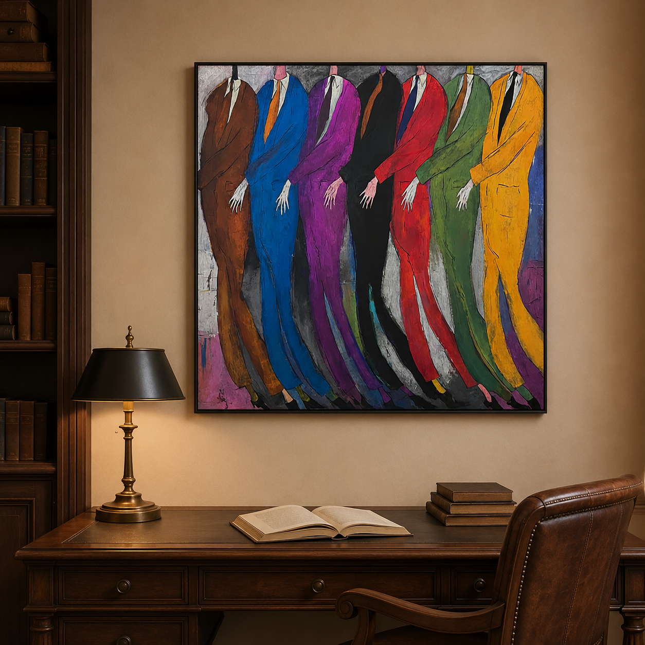 Modern Abstract Men Art Gift Colorful Suits Painting For Office Decor