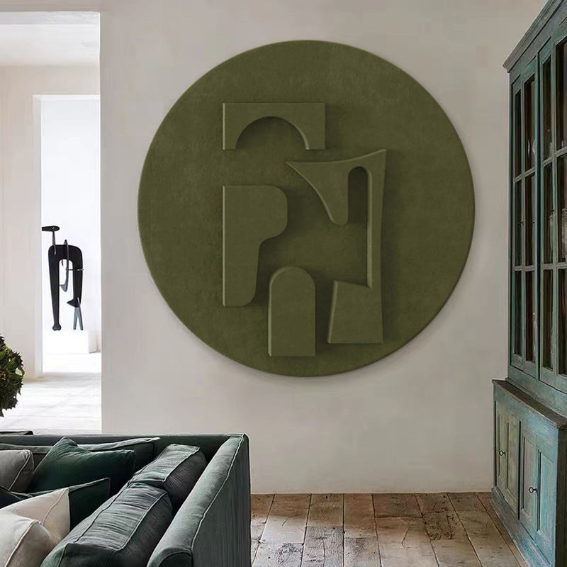 Green Circle Art sculpture Textured Wall Decor Green Circle Sculptured art Painting Customizable colors