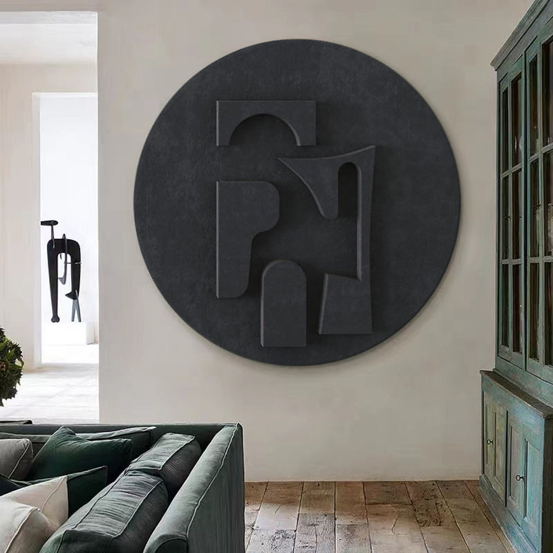 Black Circle Art sculpture Textured Wall Decor Black Circle Sculptured art Painting Black Circle 3D Textured Wall Decor Customizable colors