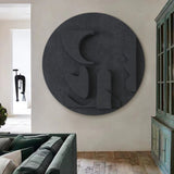 Black Circle Art sculpture Textured Wall Decor Black Circle Sculptured art Painting Customizable colors