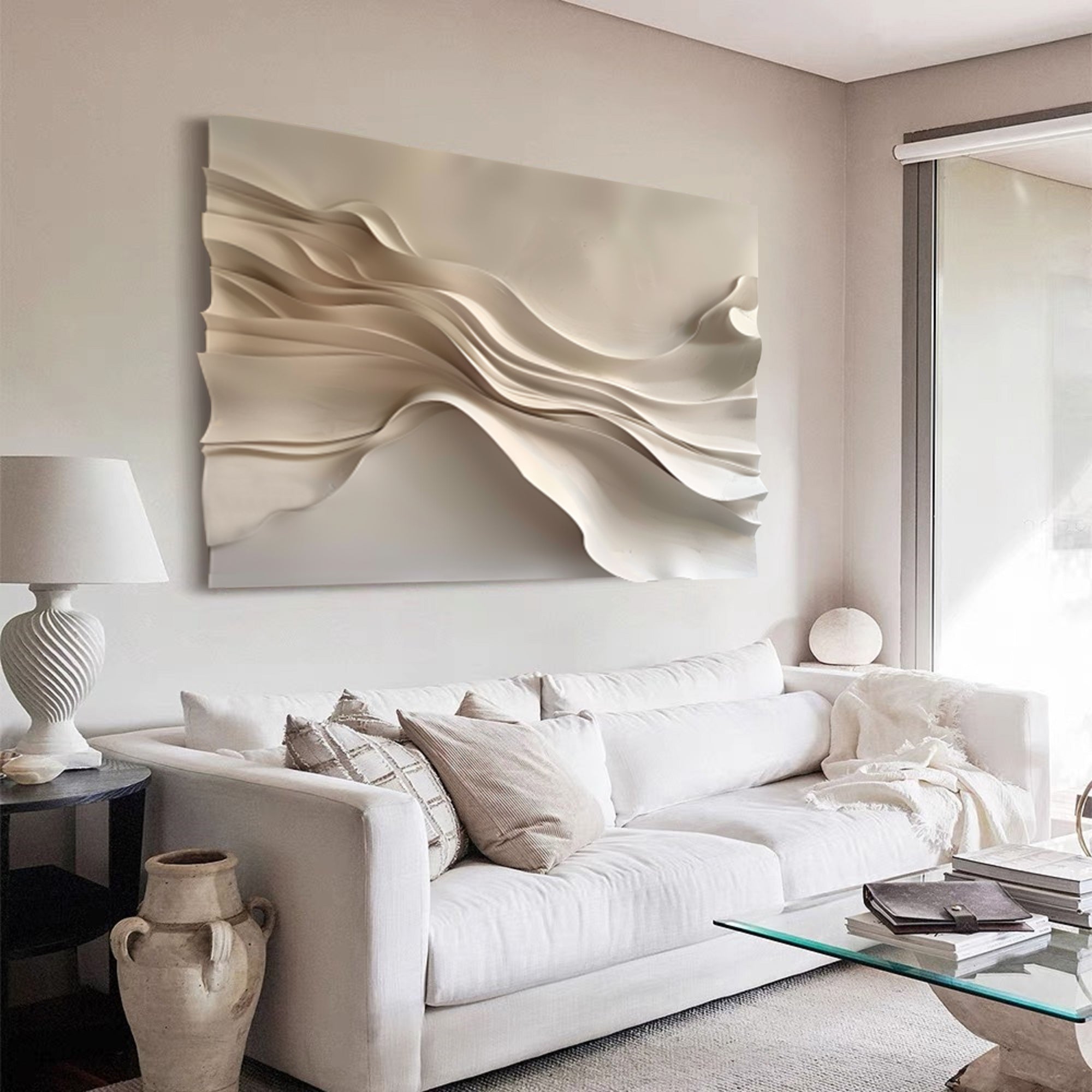 Hand-Painted Wood Carving Wall Art 3D Textured Sculpture wall art