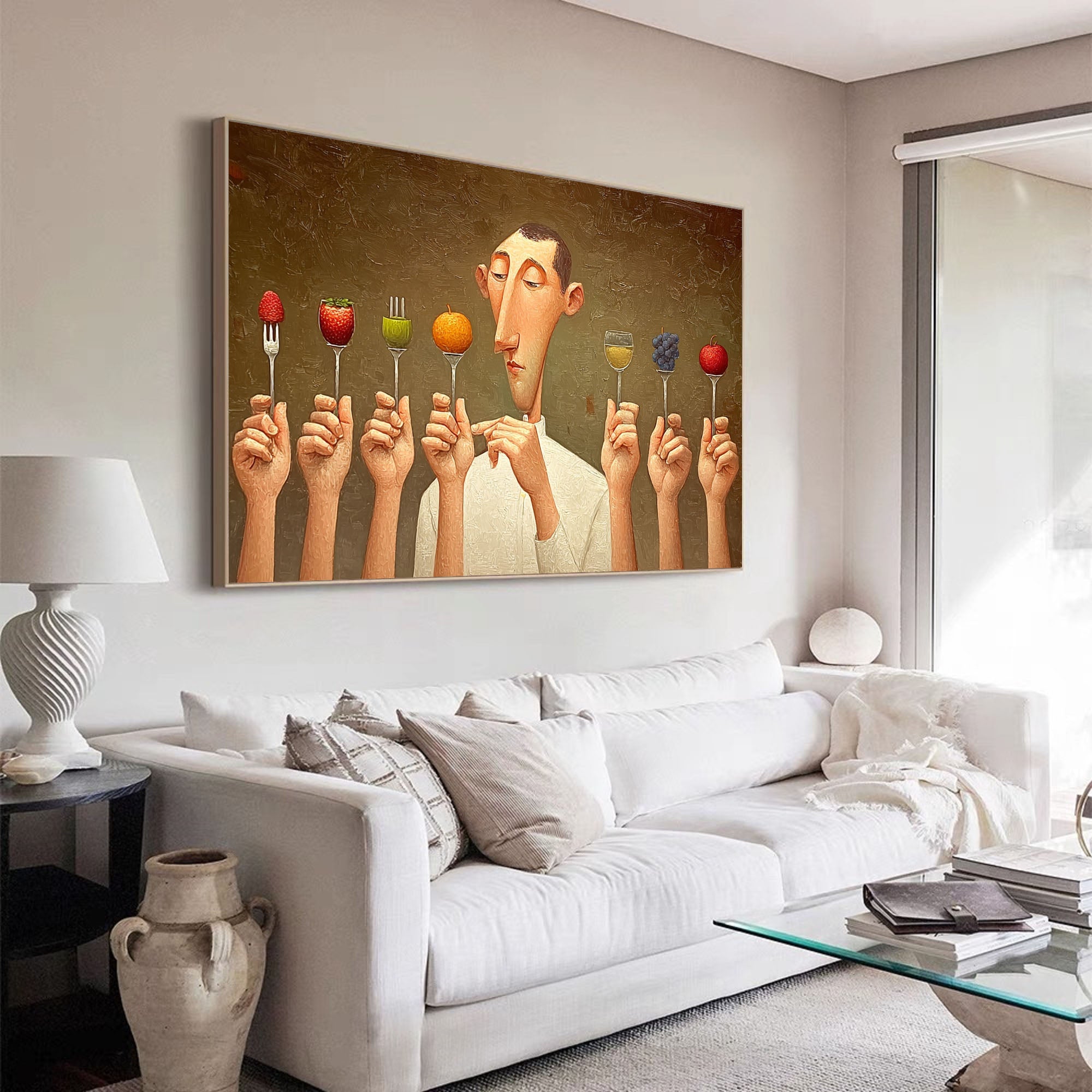 Large Wall Decor for Foodie Gift. Kitchen Wall Art Painting on Canvas, Modern Dining Room Art
