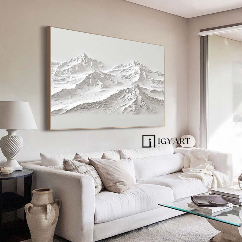 white Snow Mountain textured wall art Large White Snow Mountain Painting White Snow Mountain Canvas Art 