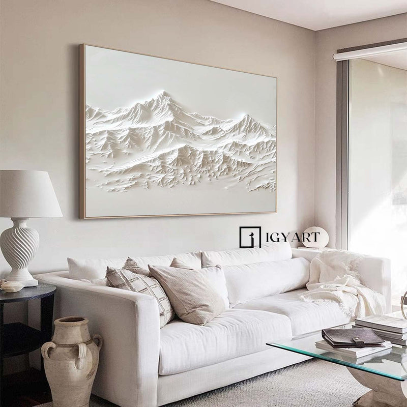 white Snow mountain painting white textured wall art Original 3D White Mountain Painting