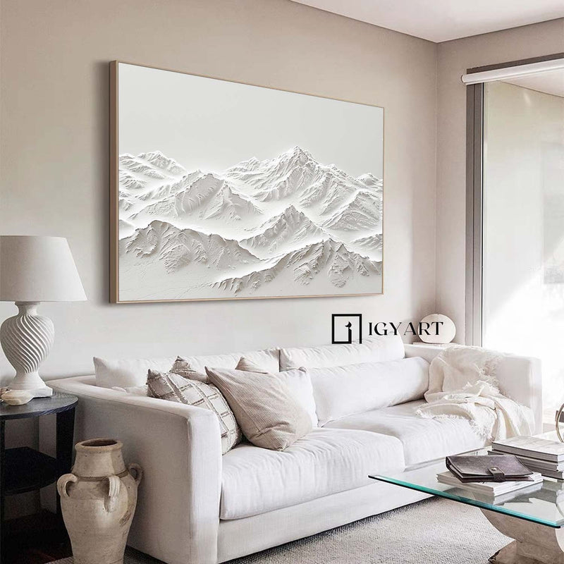 white Snow Mountain textured wall art Large White Snow Mountain Painting White Snow Mountain Canvas Art 