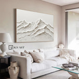 white Snow mountain painting white textured wall art white plaster art