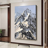 Snow mountain Abstract Painting Black and White Snow mountain painting Black and White mountain landscape painting