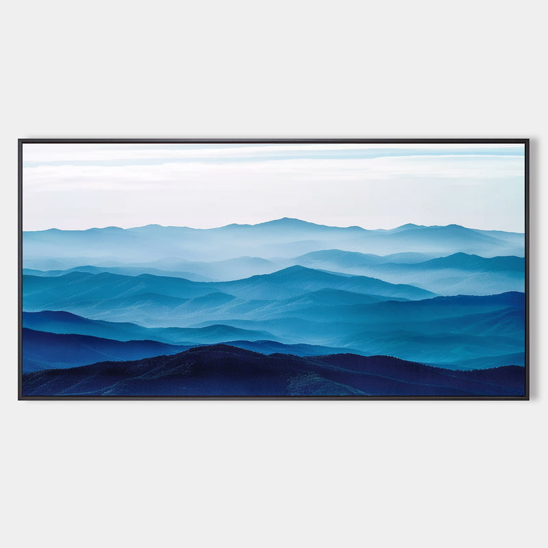 Large mountain painting blue painting of the mountains Large blue abstract art blue mountains artwork