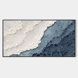 Large Blue waves Abstract painting Blue Sea Wave textured wall art Light Blue plaster wall art large Blue abstract wall art