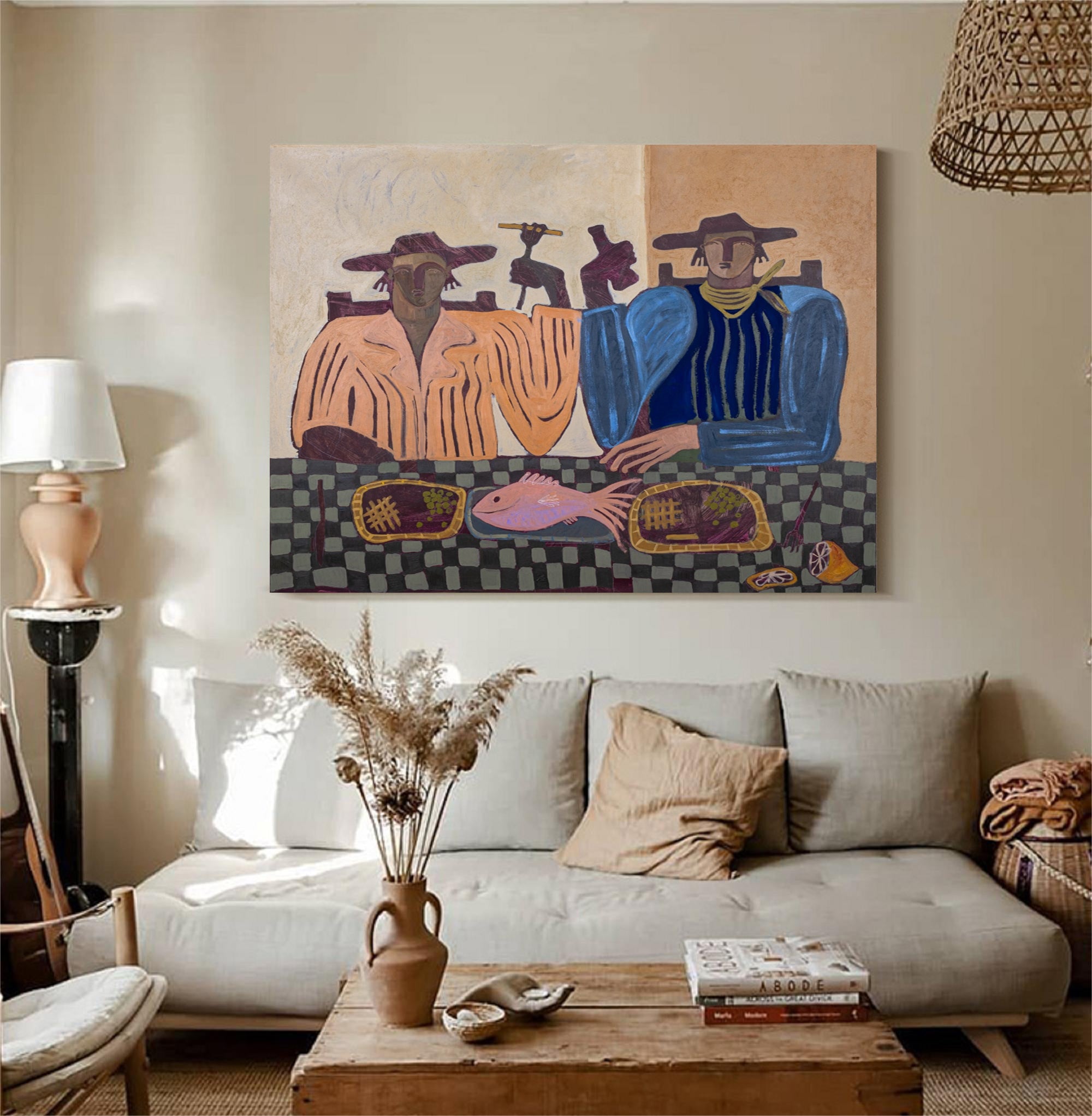 Large original figurative canvas art Rustic Contemporary Figures painting 