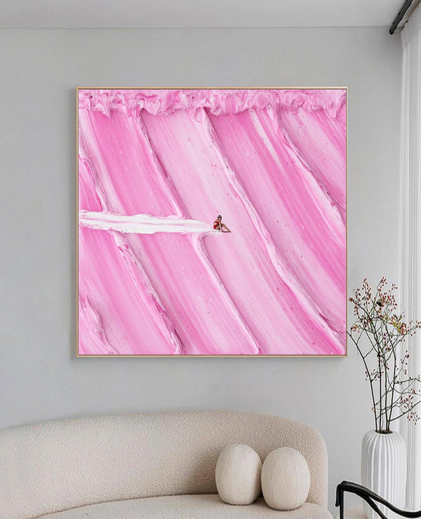 Large pink textured Abstract Painting pink Surf Painting pink swimming painting holiday leisure painting