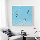 Blue Surf Painting Large Blue textured Abstract Painting Blue swimming painting holiday leisure painting