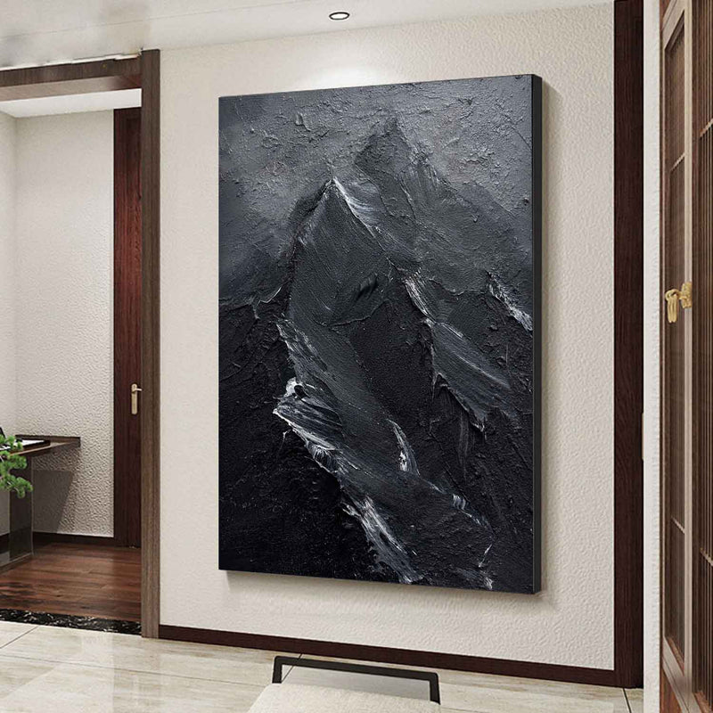 Black and White Snow mountain painting Snow mountain Abstract Painting Black and White mountain landscape painting